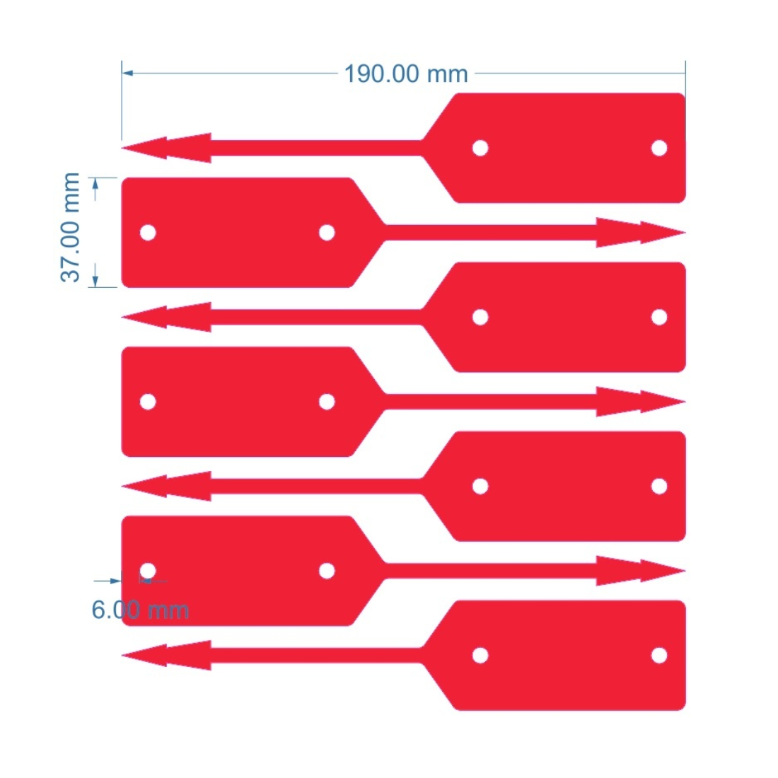 Sleufetiketten 190x37mm PES