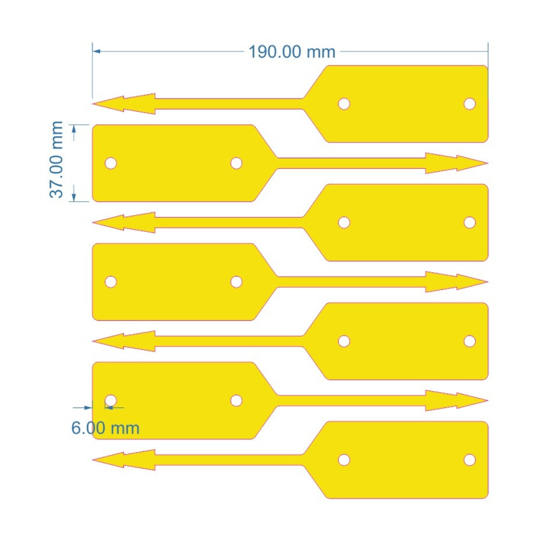 Loop lock labels 190x37mm PES, Yellow