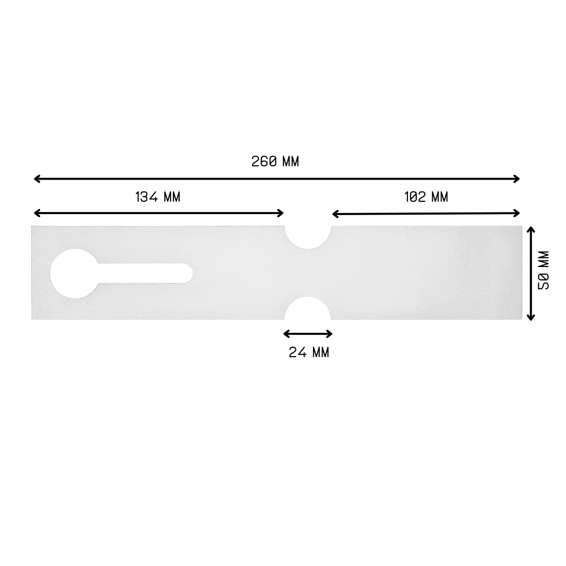 Sleufetiketten 260x50mm HDPE, Wit