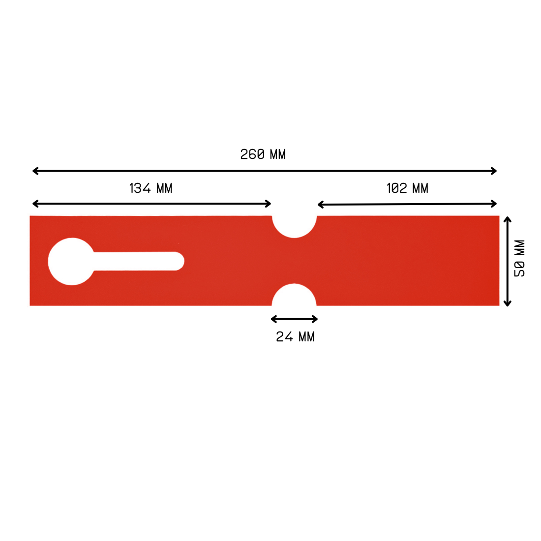Sleufetiketten 260x50mm HDPE, Rood