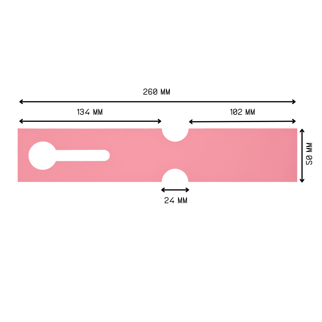 Sleufetiketten 260x50mm HDPE, Roze