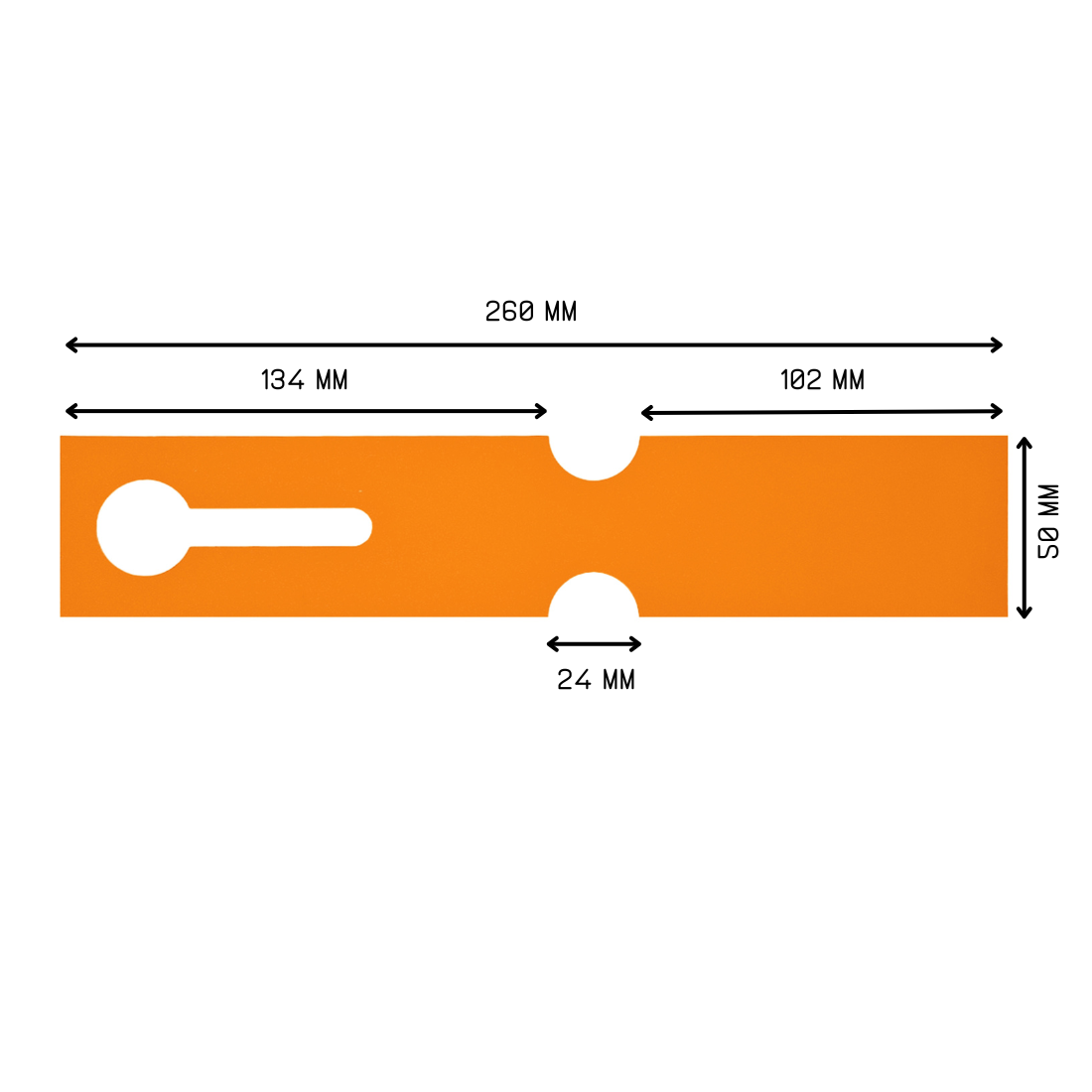 Sleufetiketten 260x50mm HDPE, Oranje
