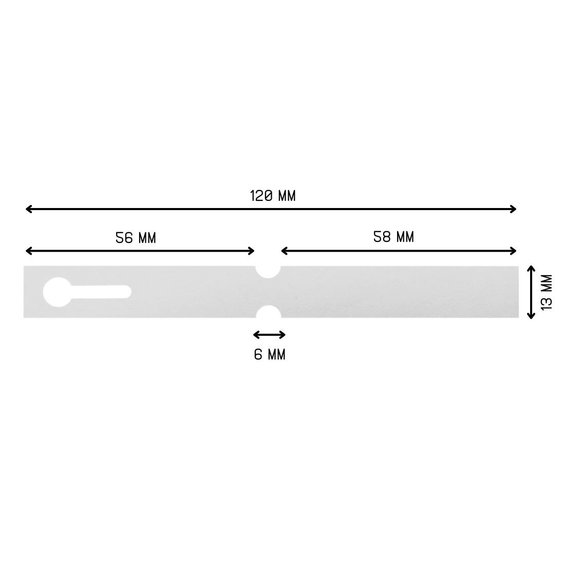 Sleufetiketten 120x13mm PVC, Wit