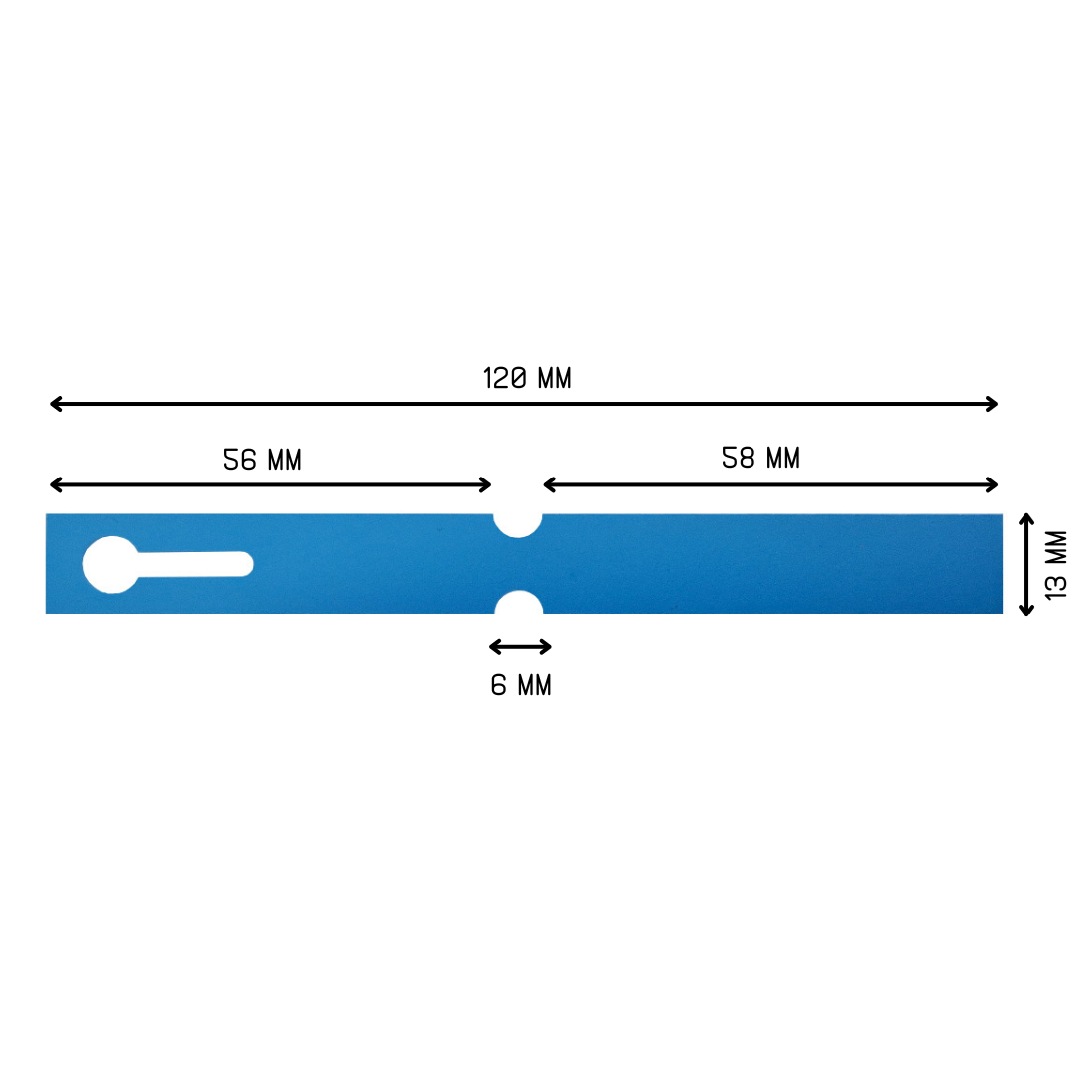 Sleufetiketten 120x13mm PVC, Blauw