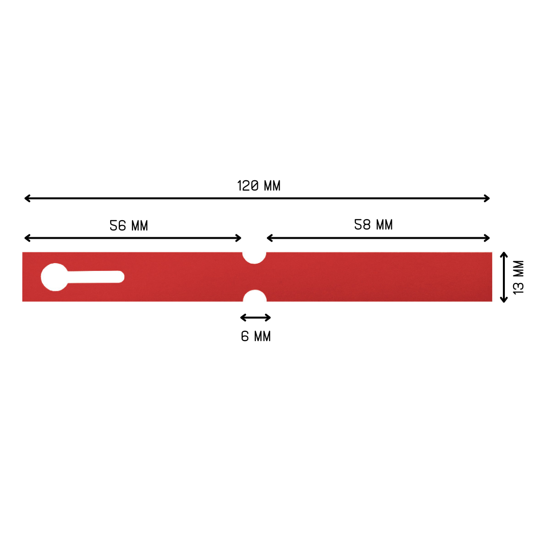 Sleufetiketten 120x13mm PVC, Rood