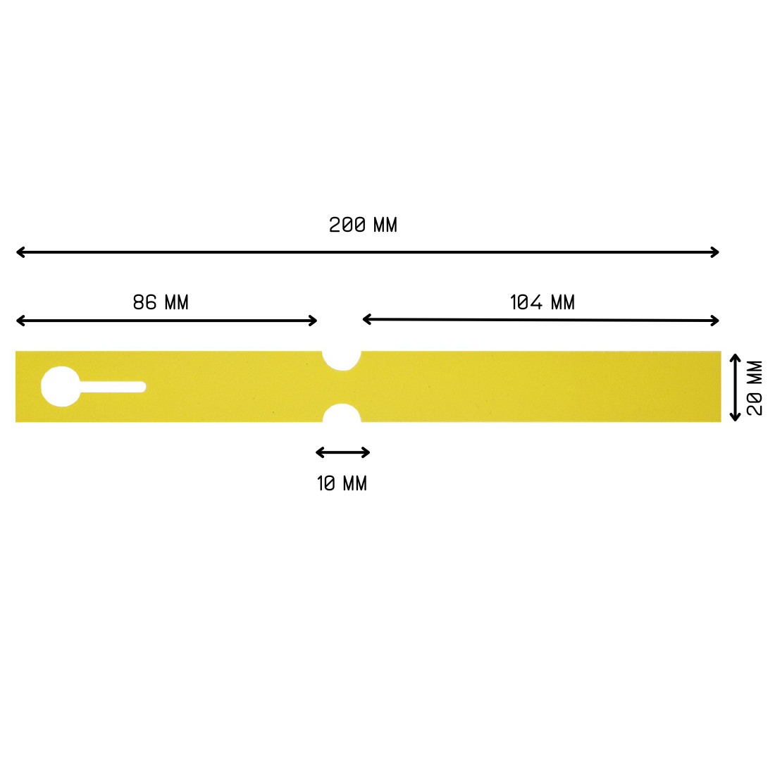 Loop lock labels 200x20mm PVC, Yellow