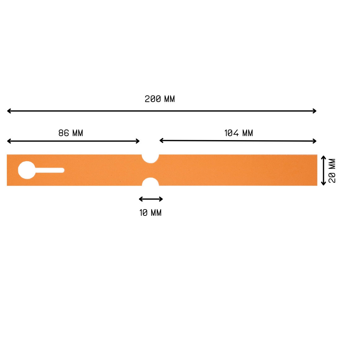 Sleufetiketten 200x20mm PVC, Oranje