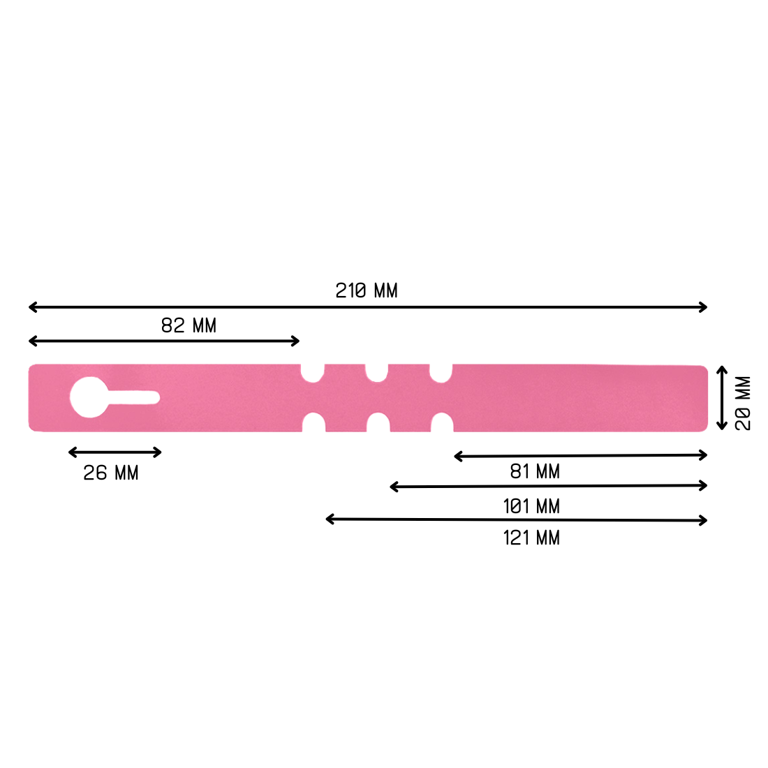 Sleufetiketten 210x20mm PVC Roze