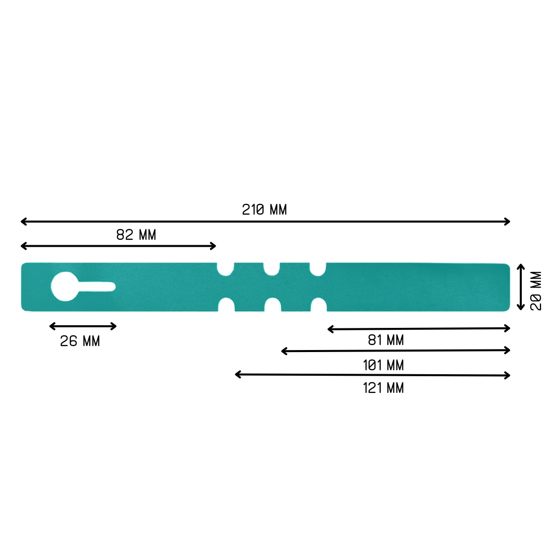 Sleufetiketten 210x20mm PVC, Groen