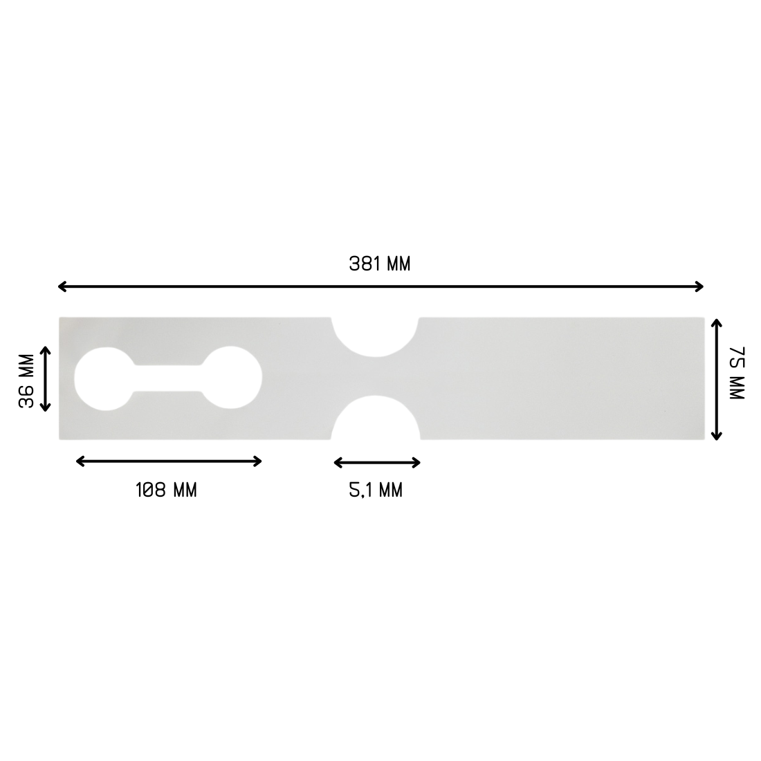 Sleufetiketten 381x75mm HDPE, Wit