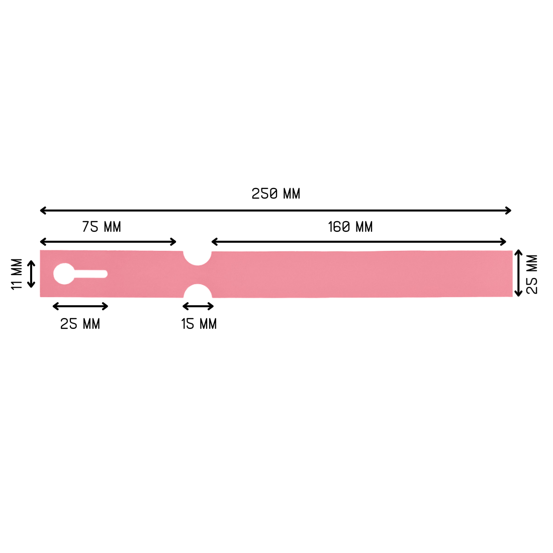 Sleufetiketten 250x25mm HDPE