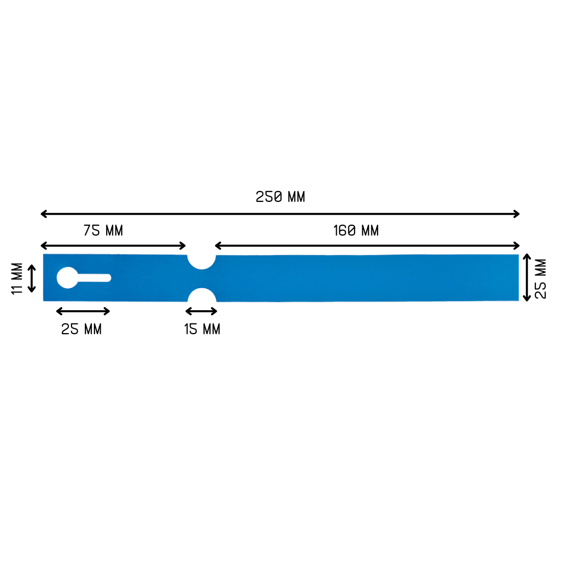 Loop lock labels 250x25mm HDPE, Blue