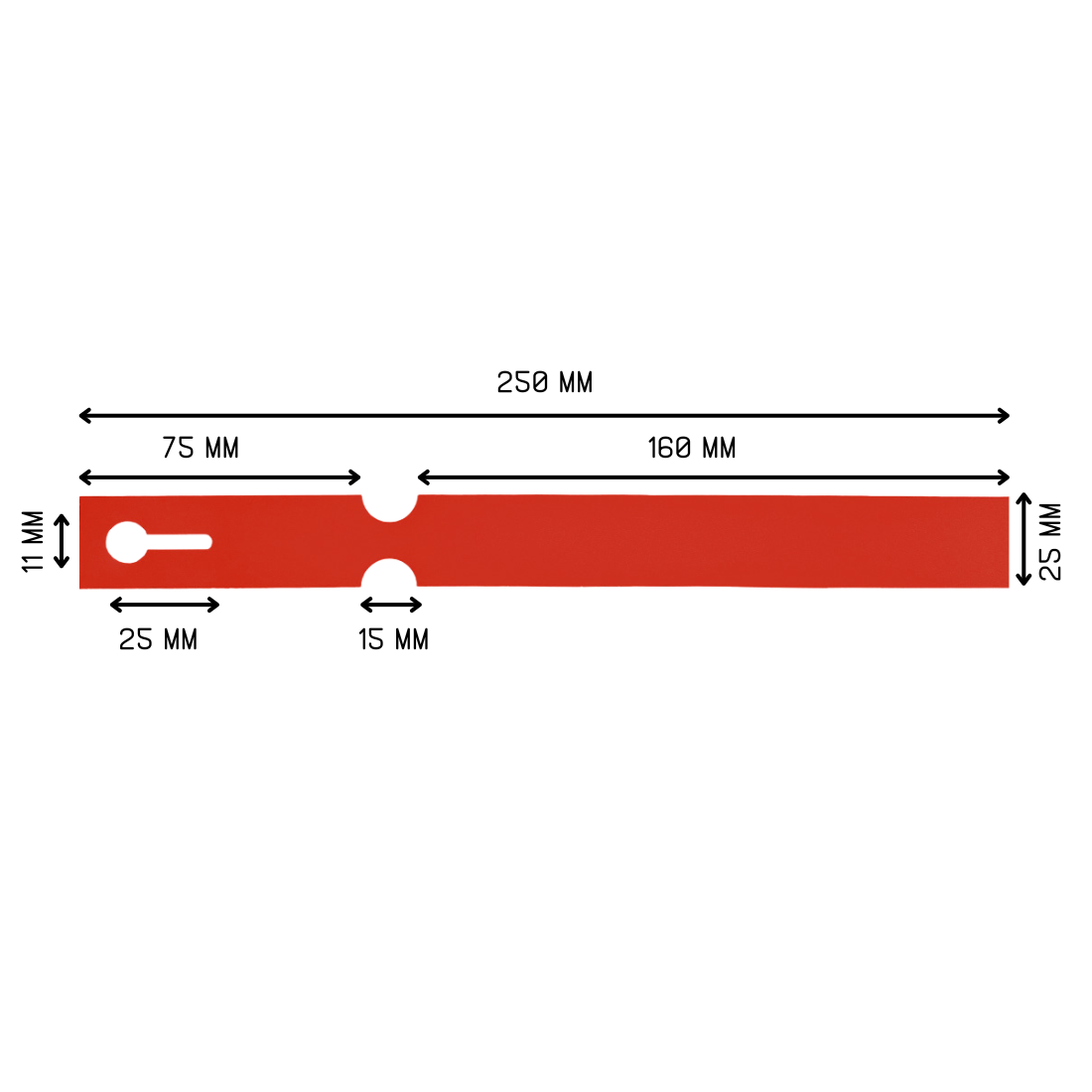 Sleufetiketten 250x25mm HDPE