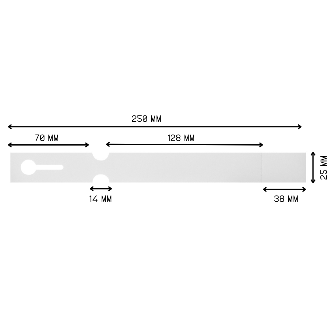Sleufetiketten 250x25mm PET
