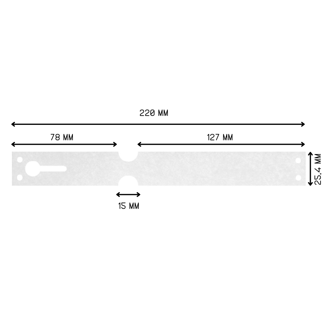 Sleufetiketten 220x25,4mm Tyvek, Wit