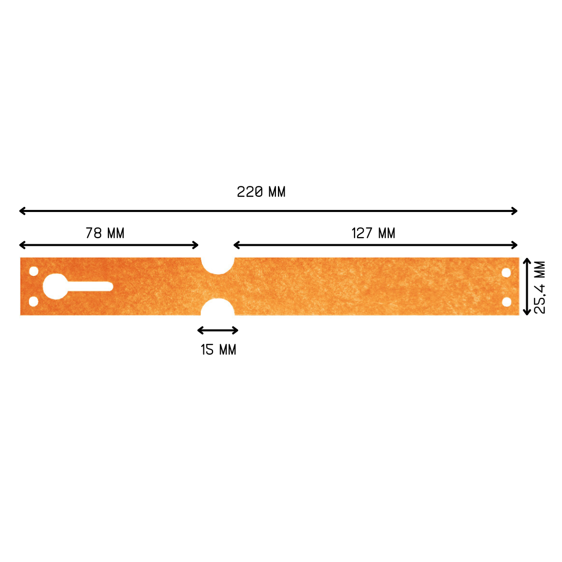 Sleufetiketten 220x25,4mm Tyvek Oranje