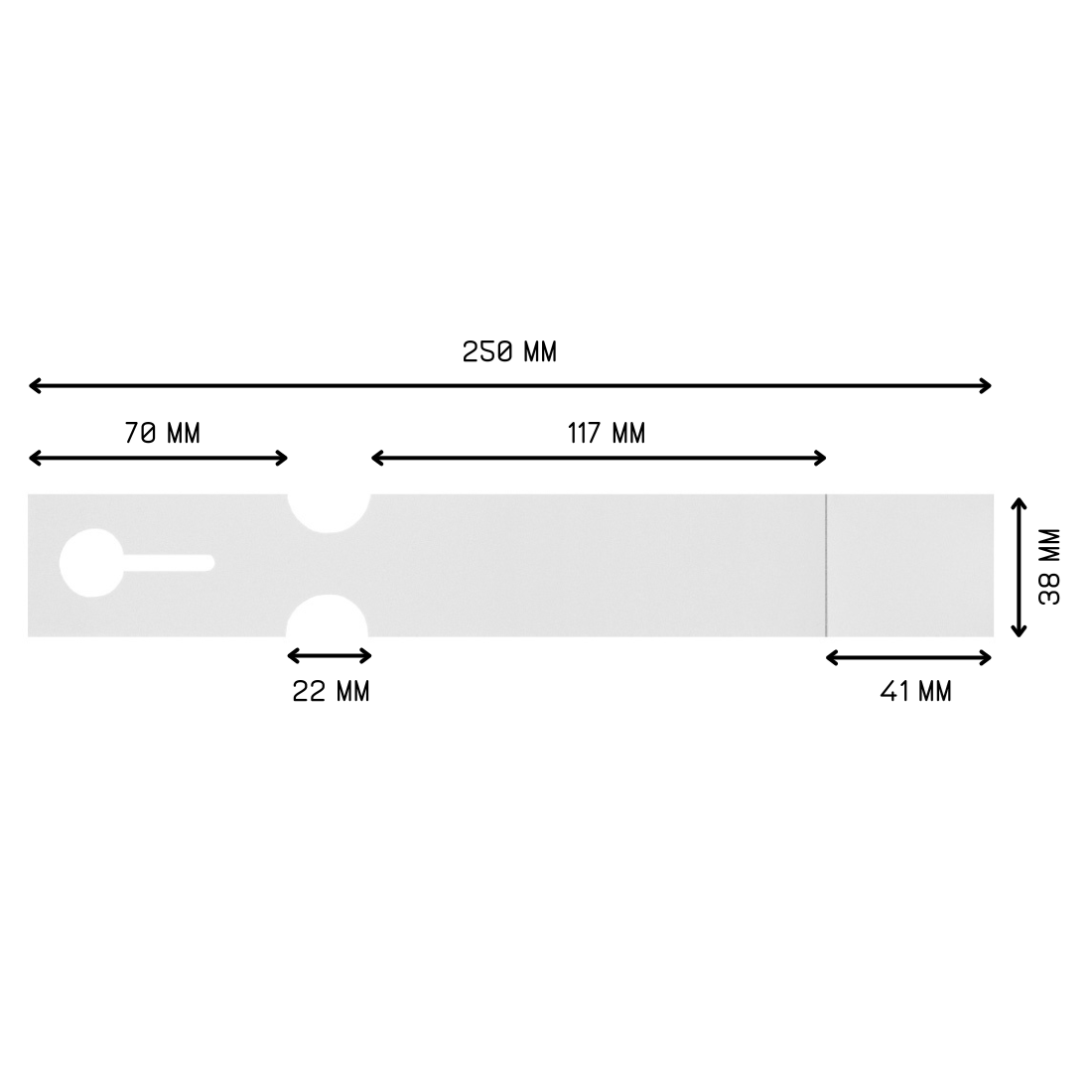 Sleufetiketten 250x38mm PET