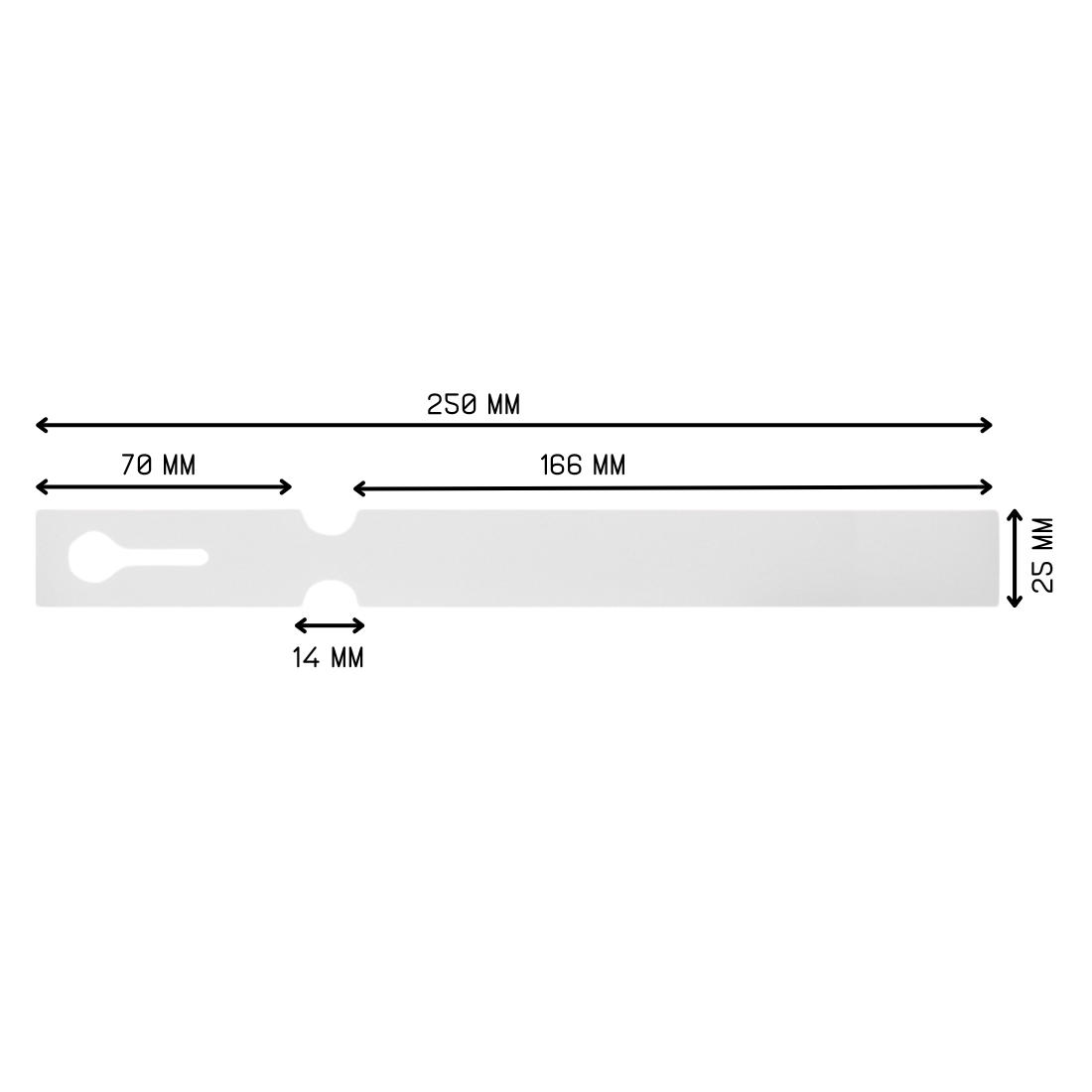 Sleufetiketten 250x25mm PET