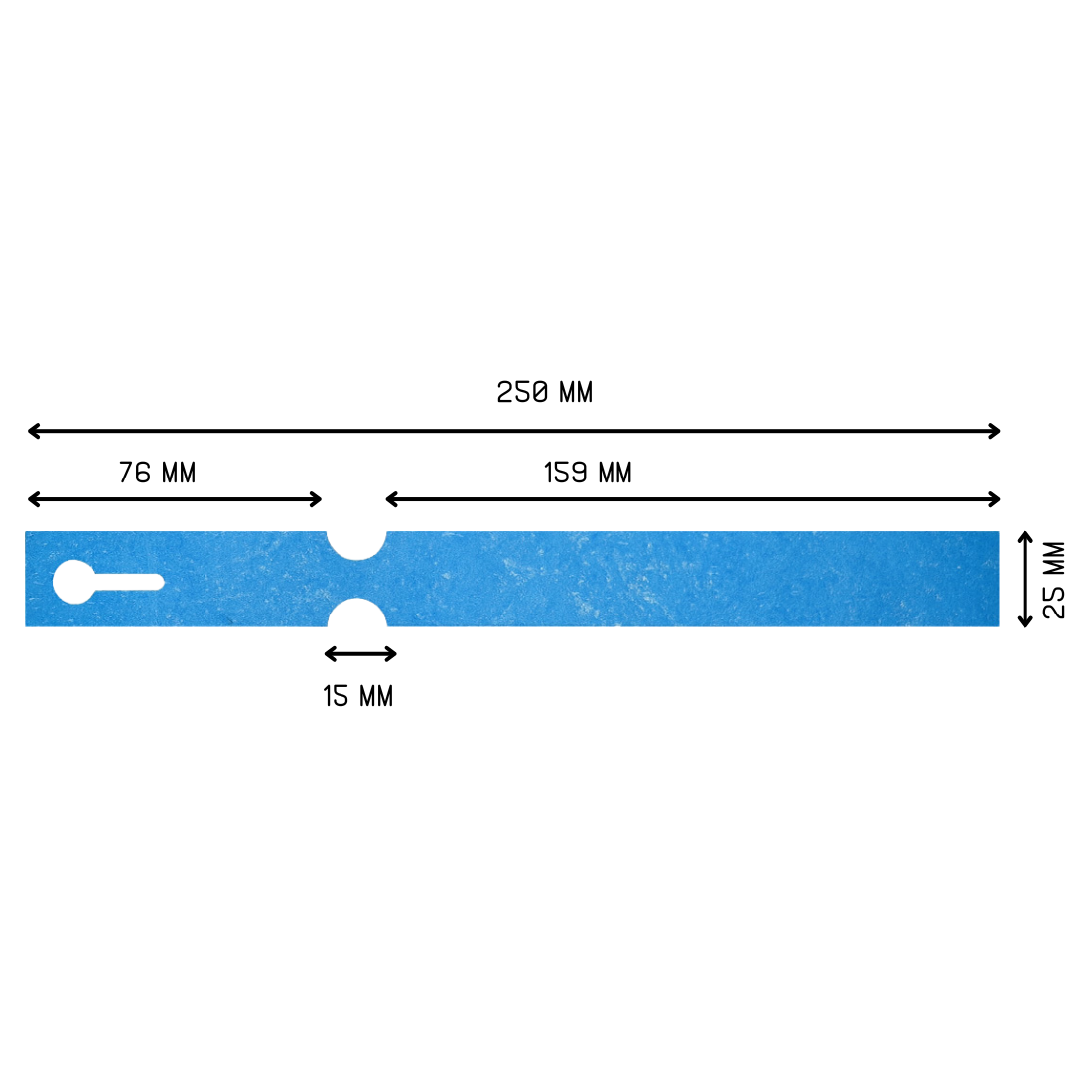 Sleufetiketten 250x25mm Tyvek, Blauw