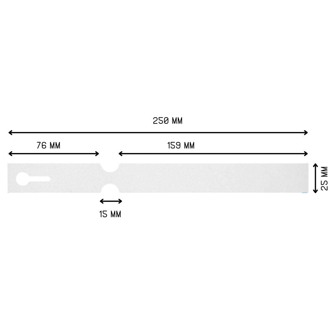 Sleufetiketten 250x25mm Tyvek Wit