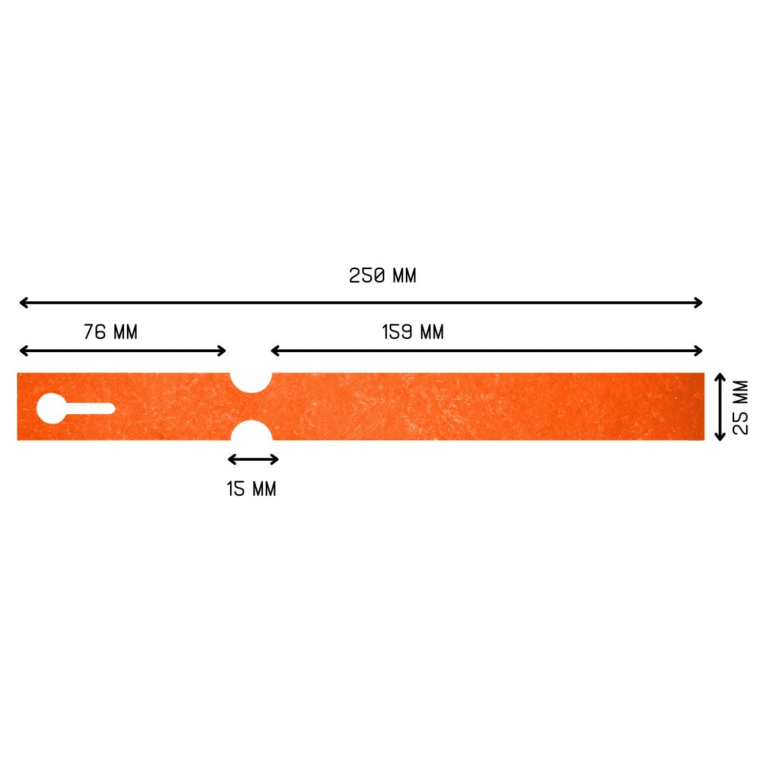 Sleufetiketten 250x25mm Tyvek Oranje