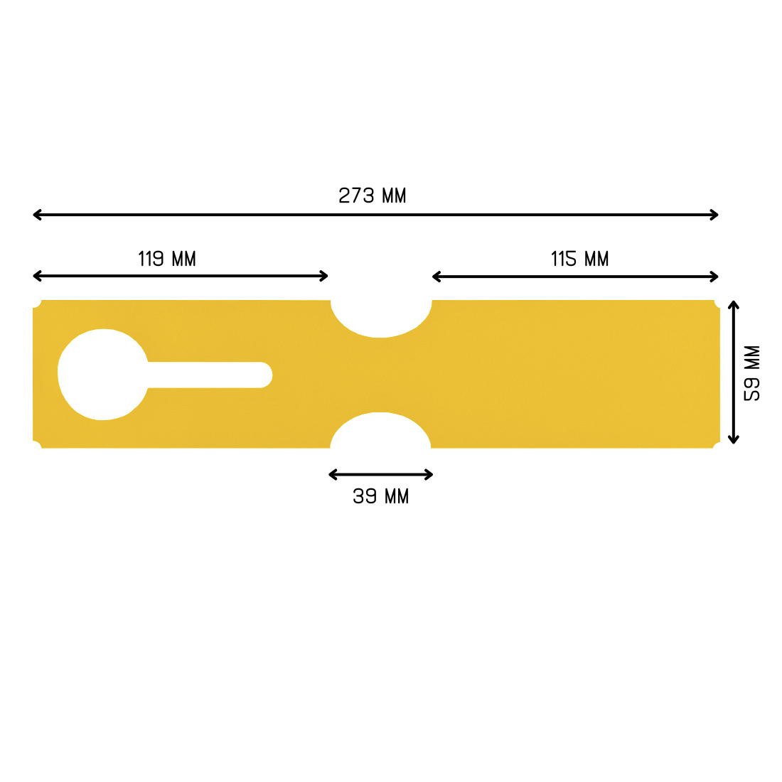 Sleufetiketten 273x59mm HDPE, Geel
