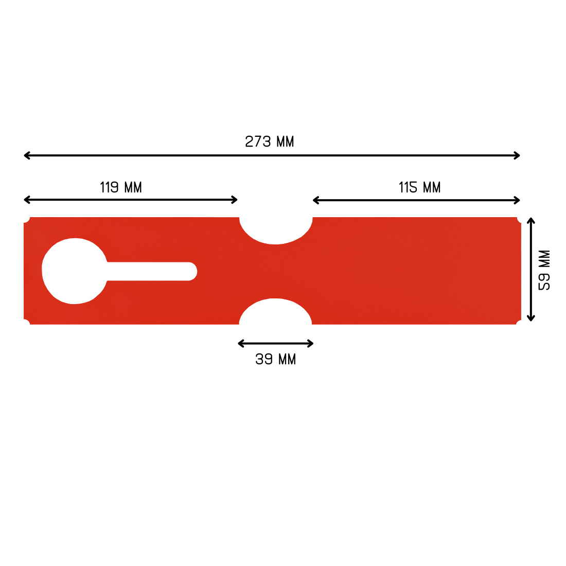 Sleufetiketten 273x59mm HDPE, Rood