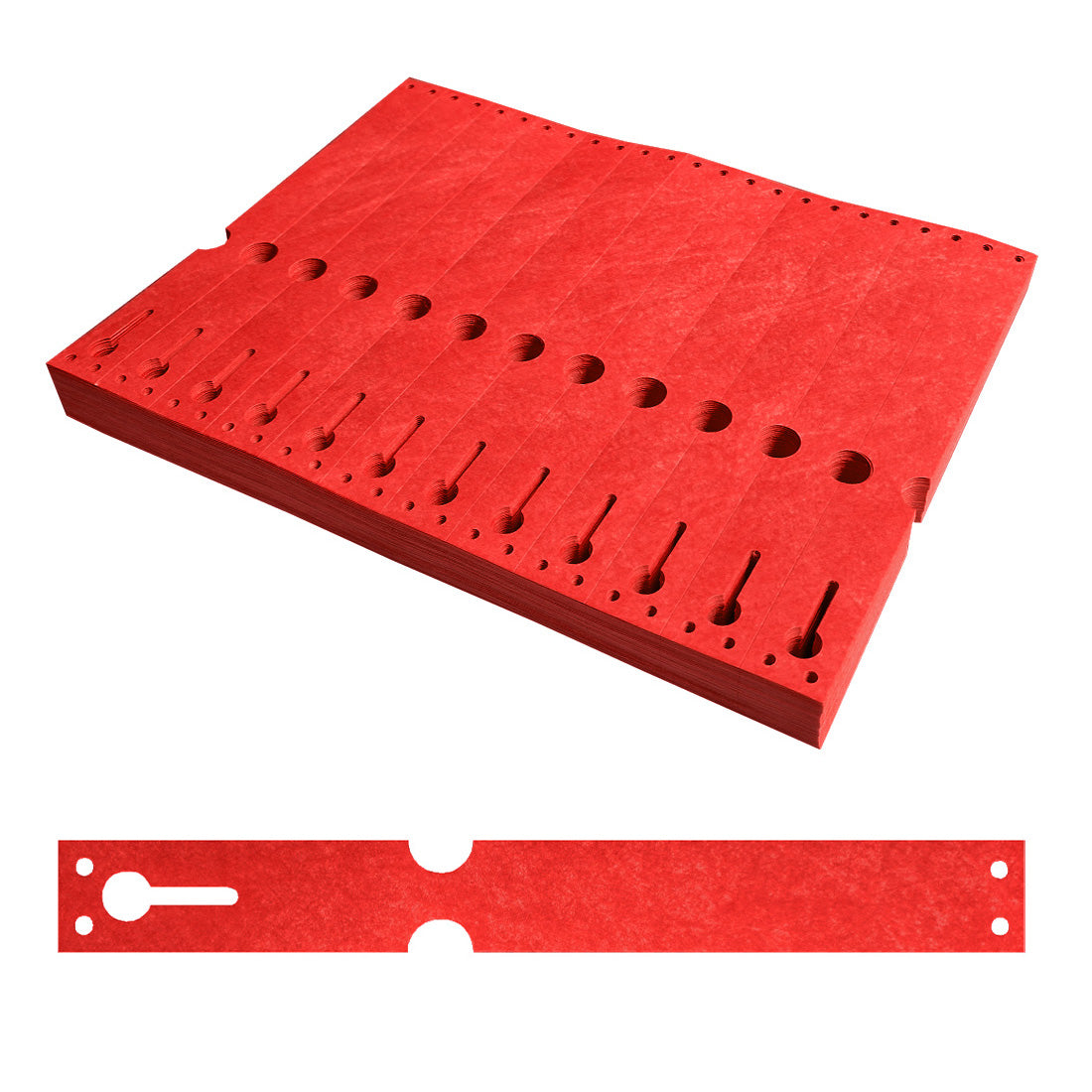 Sleufetiketten 220x25,4mm Tyvek, Rood