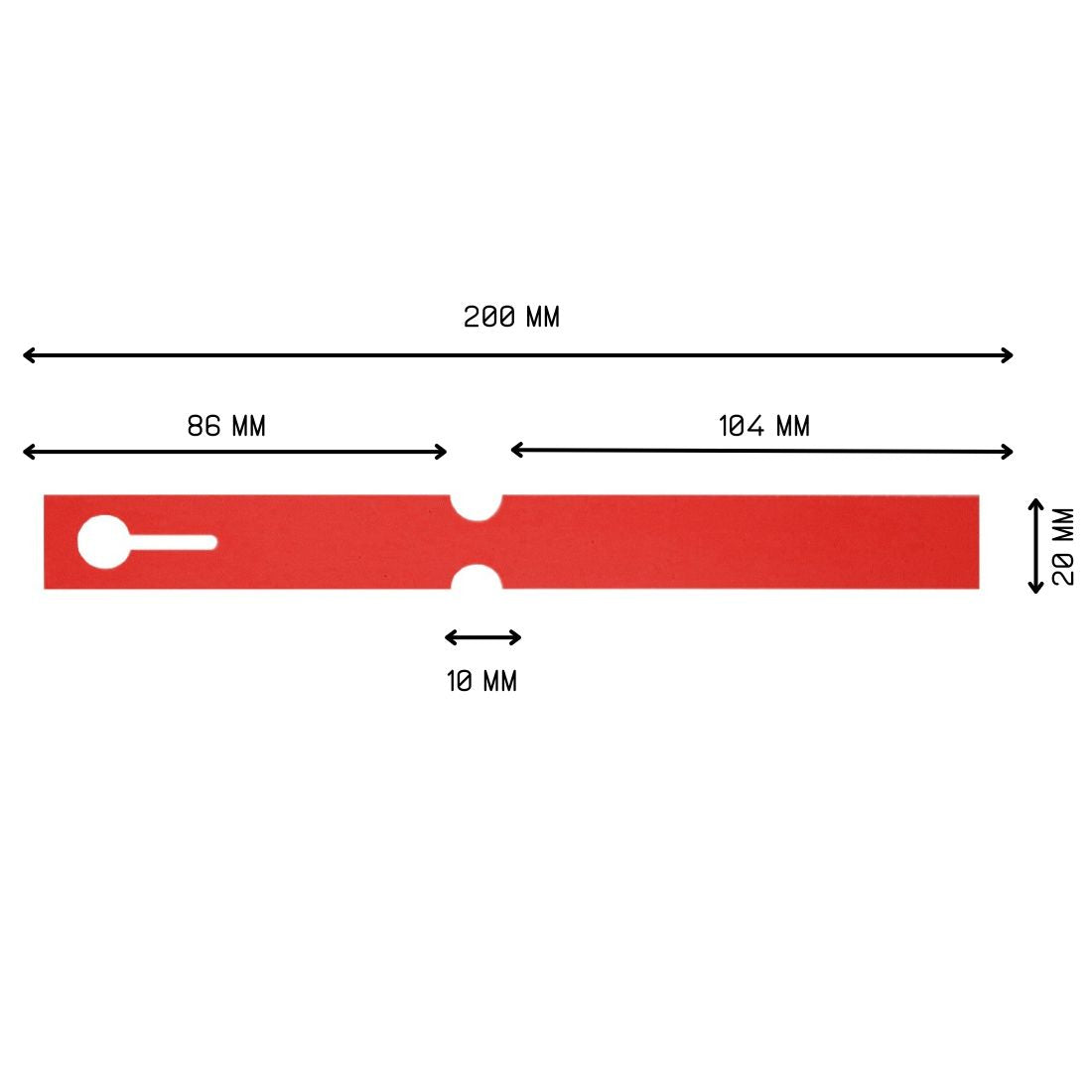 Sleufetiketten 200x20mm PVC Rood