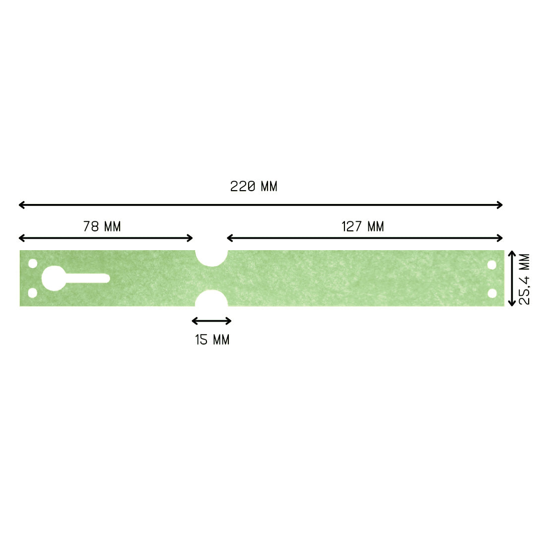 Sleufetiketten 220x25,4mm Tyvek Groen