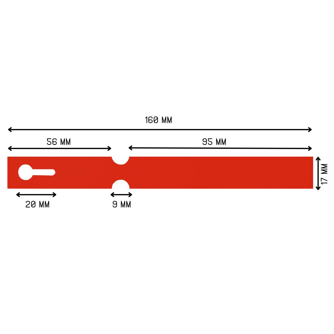 Sleufetiketten 160x17mm HDPE, Rood