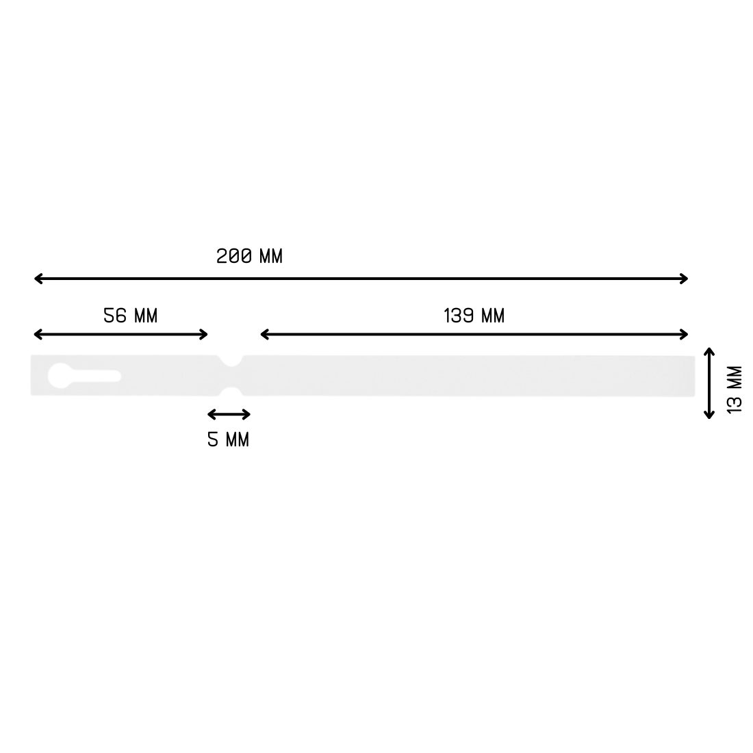 Sleufetiketten 200x13mm PVC