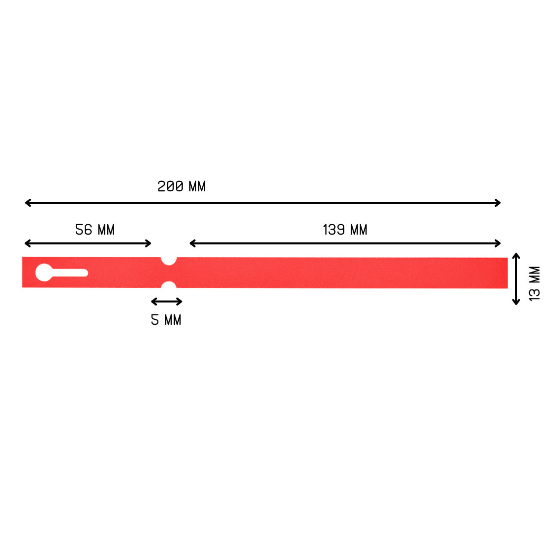 Sleufetiketten 200x13mm PVC