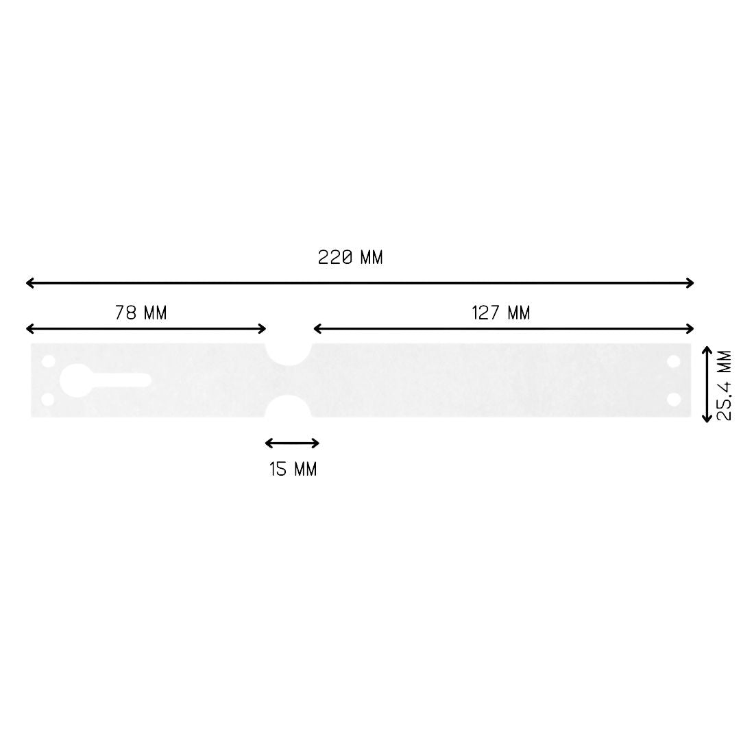 Sleufetiketten 220x25,4mm Tyvek, Wit