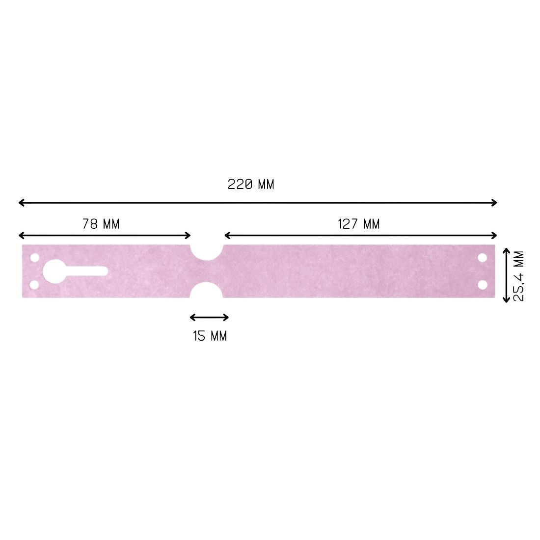 Sleufetiketten 220x25,4mm Tyvek, Roze