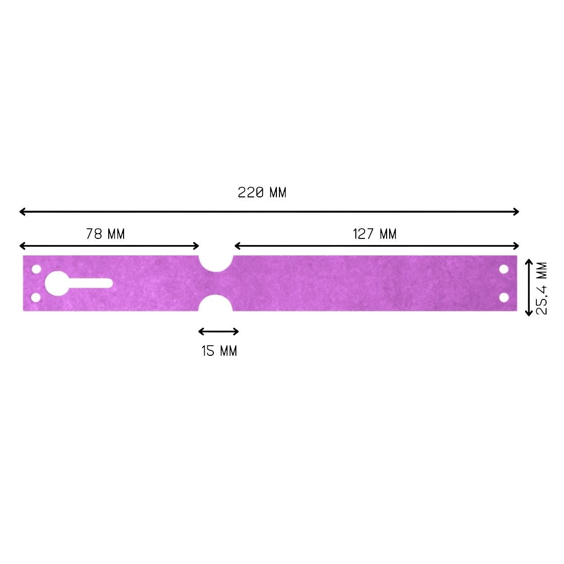 Sleufetiketten 220x25,4mm Tyvek, Paars